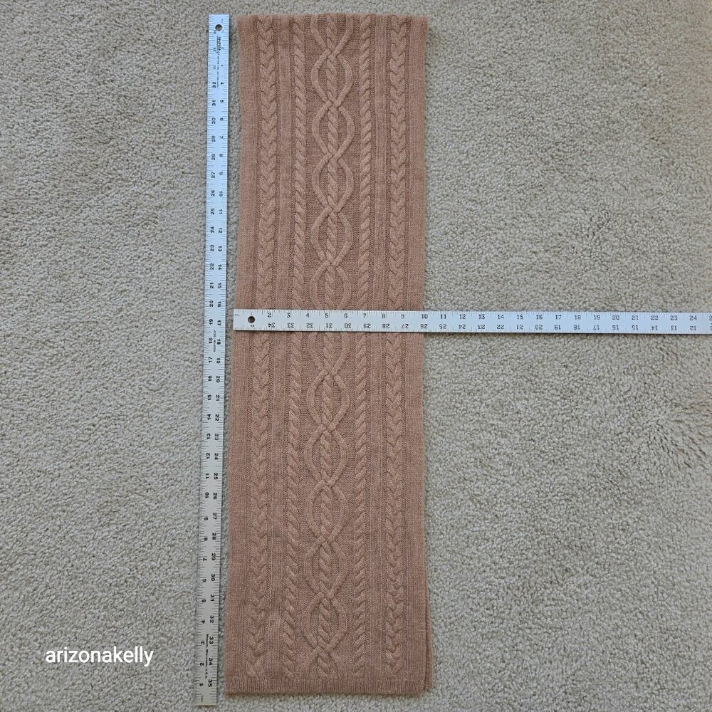 NWOT Caroline Grace Cashmere Tan Cable Knit Scarf - Picture 9 of 9